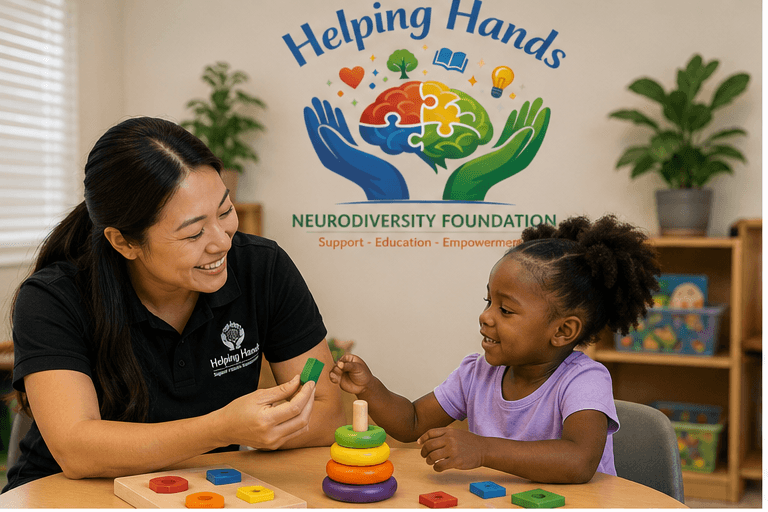 Fine motor stacking activity during an Early Intervention session.