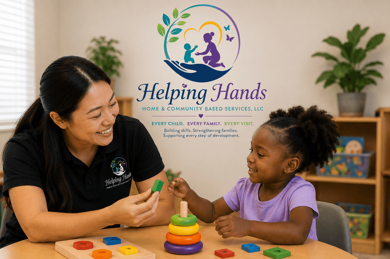 Child participating in an early intervention learning activity.